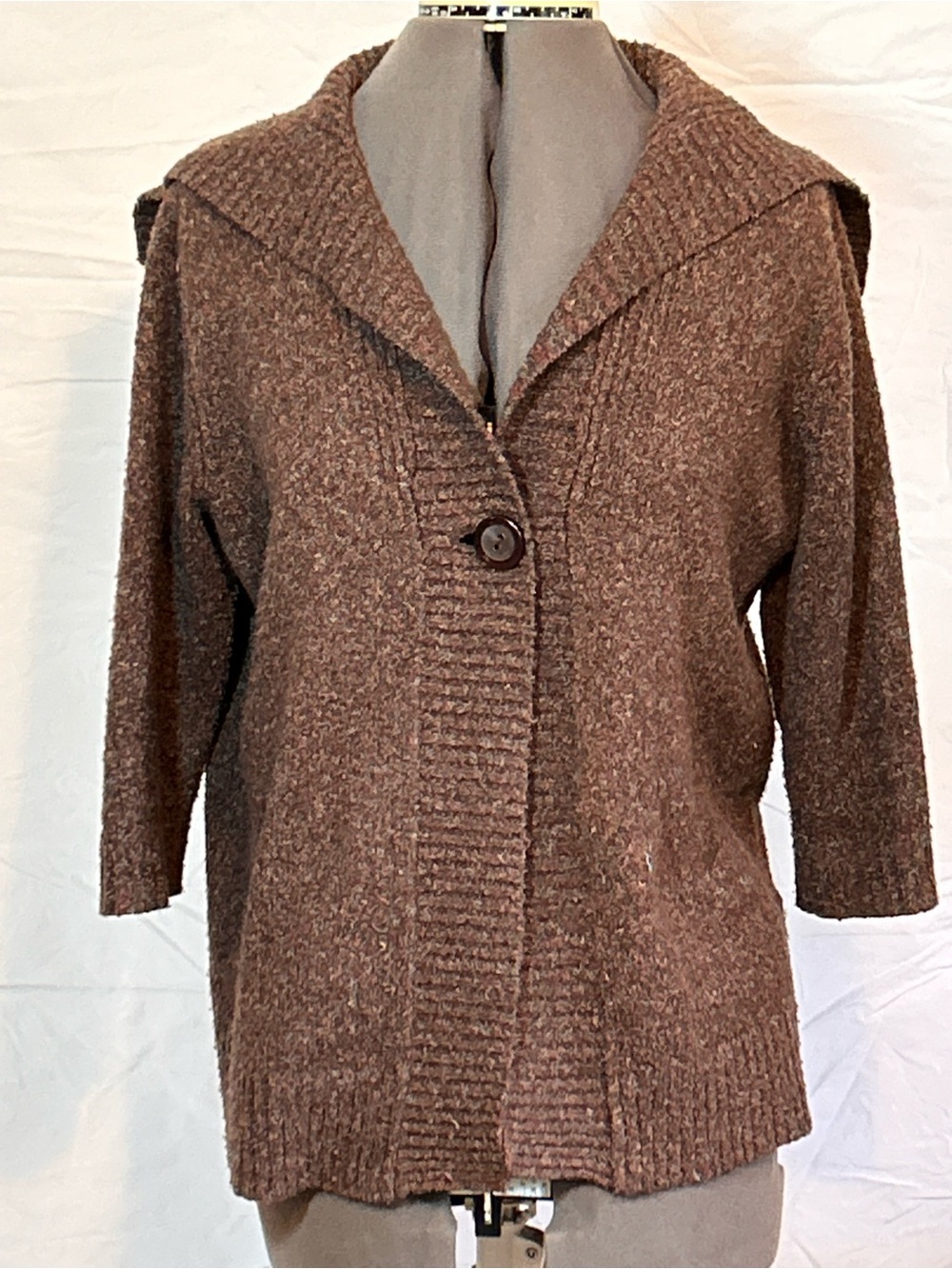 Christopher & Banks Brown Button-Front Knit Cardigan